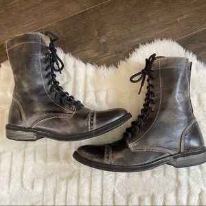 Bed Stu Grey Distressed Combat lace Up Ankle boots